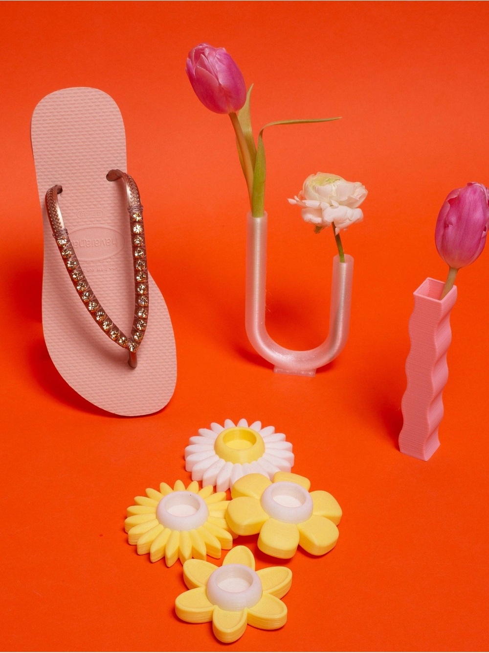 Crystal Flip Flops in Pink